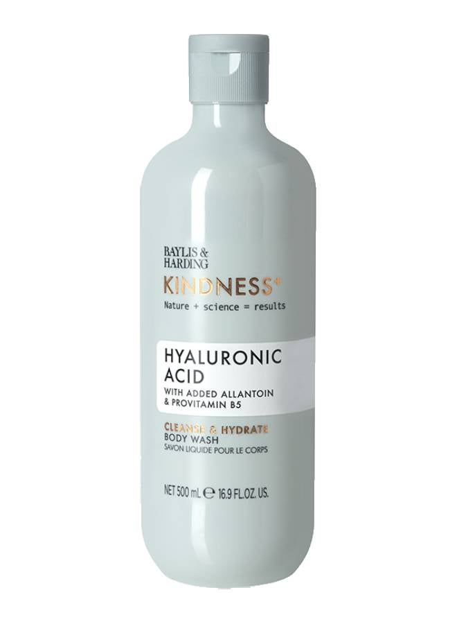 Kindness+ Hyaluronic Acid Body Wash, 500ml | Cleanse and Hydrate with added Allantoin and Provitamin B5 | Vegan | Dermatologist approved