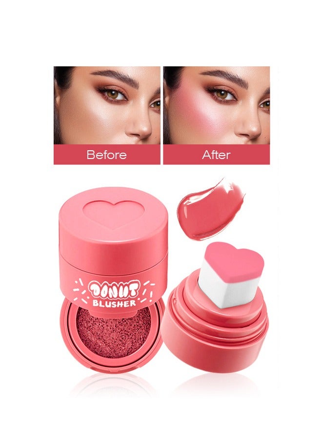 Donut Blusher-Seal Blush, Liquid Blush Makeup for Cheeks Soft Cream Liquid Skin Tint for Eyes and Lips Long Wearing Natural Looking Blends Perfectly onto Skin，Rose Red (#05)