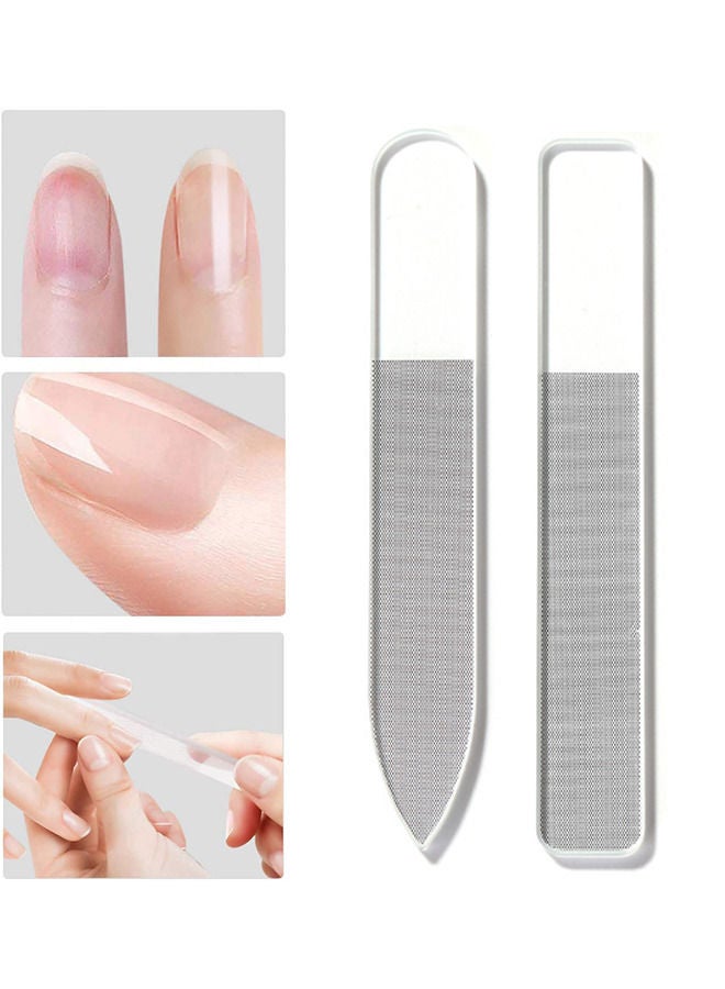 2Pcs Glass Nail Shiner Glass Nail File for Natural Nails Nano Nail Buffers Crystal Shine Polisher Professional Manicure Tools Kit for Acrylic Nail Care
