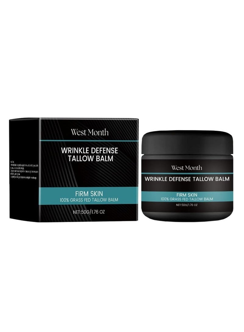 Mens Beef Tallow Moisturizing Cream, Skin Anti Aging & Firming Moisturizer with Collagen, Niacinamide, and Grass Fed Beef Tallow, Tallow Balm for Face