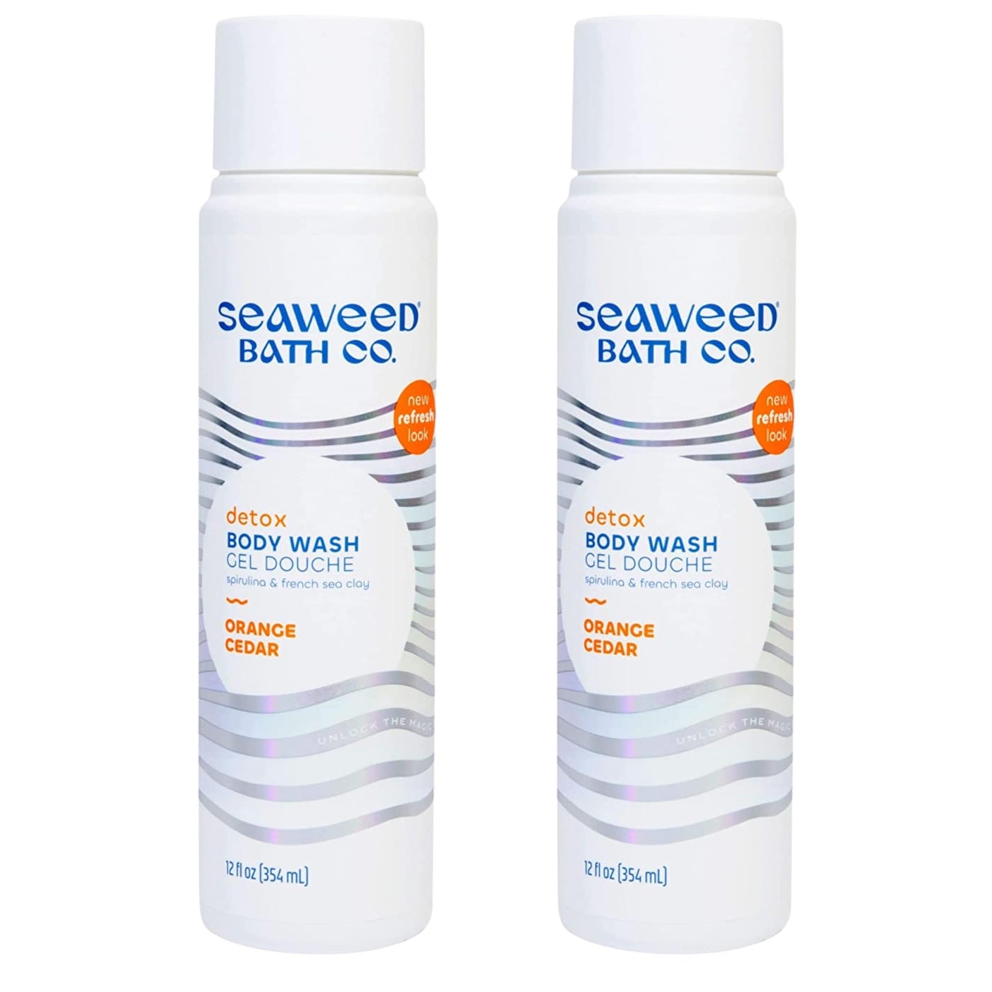 Seaweed Bath Co. Detox Body Wash, Orange Cedar Scent, 12 Ounce (Pack of 2), Shower Gel for Men & Women, Vegan, Paraben Free, Sulfate Free, Cruelty Free