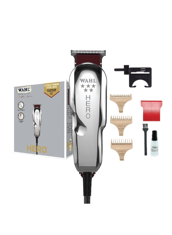 Wahl Professional 5 Star Hero Trimmer | Corded | 3 Attachment Combs | T-Blade | 3 Pin - GCC