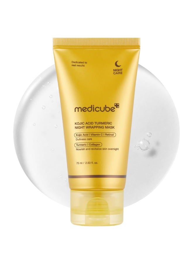 Kojic Acid Turmeric Overnight Wrapping Peel Off Mask – Brightens & Defends Against Skin Stress for a Clear, Glowing Complexion, Korean Skincare, 2.53 fl. oz.