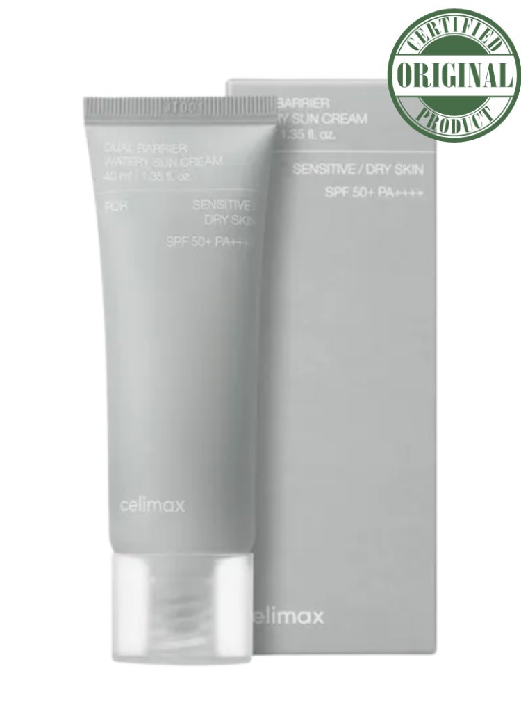 Celimax Dual Barrier Watery Sun Cream SPF50+ PA++++ 40ml – Lightweight Hydrating Sunscreen for Sensitive & Dry Skin