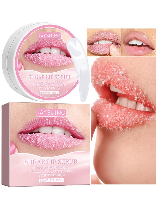 Sugar Lip Scrub, Lip Scrubs Exfoliator And Moisturizer With Lip Brush, Natural Gentle Lip Treatment, Peach Sugar Lip Scrub For Dry, Cracked And Dark Lips