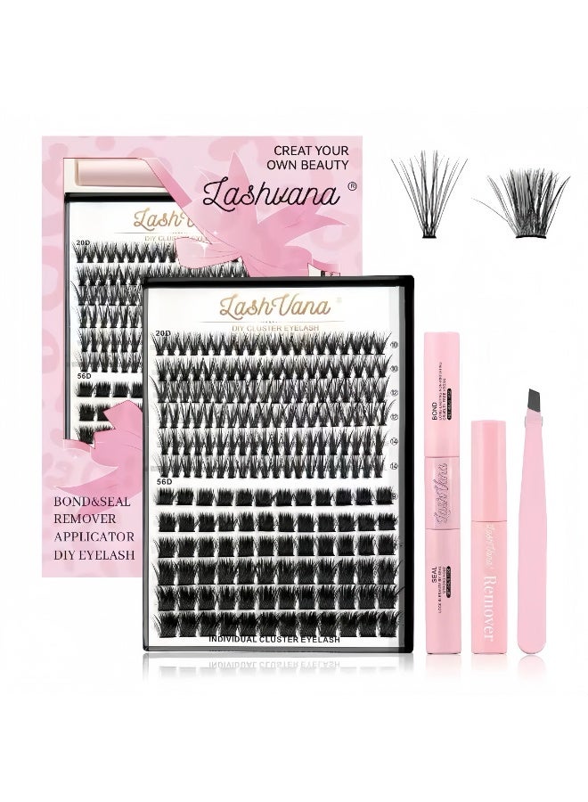 240pcs False Eyelashes,DIY Individual Eyelash Extension Kit,9-14mmMixed Individual Lashes Cluster,False Eyelashes With Lash Bond And Seal Lash Remover Lash Applicator,Eyelash tweezers Individual Lashes Kit Eyelash Brush Easy To Apply At Home.