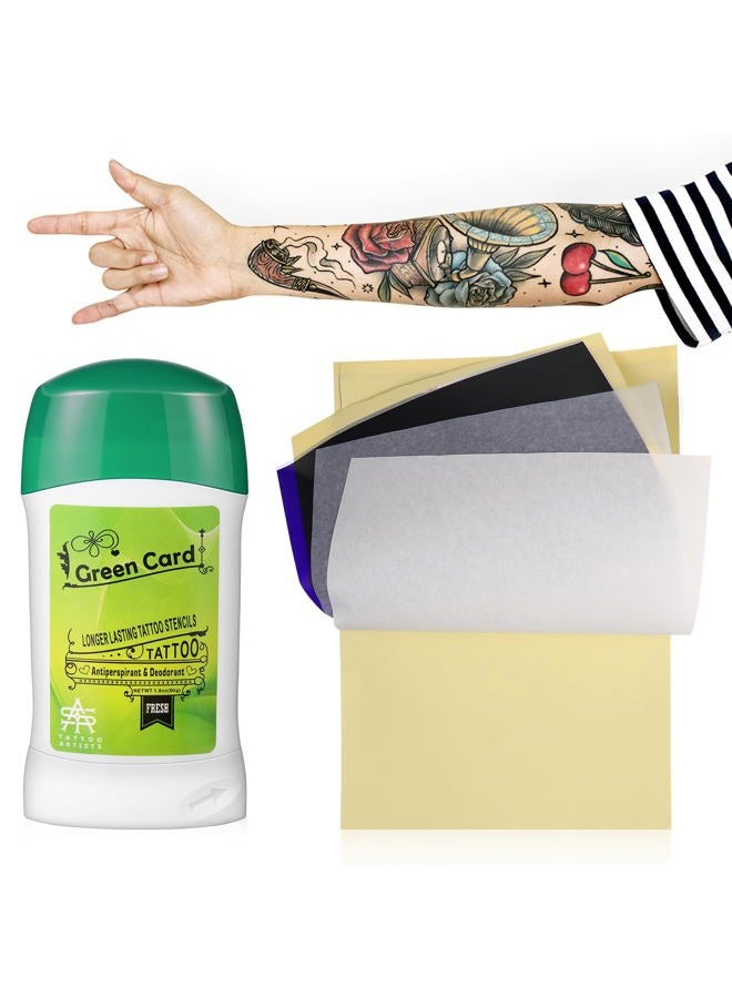 Tattoo Transfer Gel with 15 Tattoo Transfer Paper Tattoo Cream Stencil Transfer Gel Tattoo Stencil Gel Temporary Tattoo Transfer Stickers Paper
