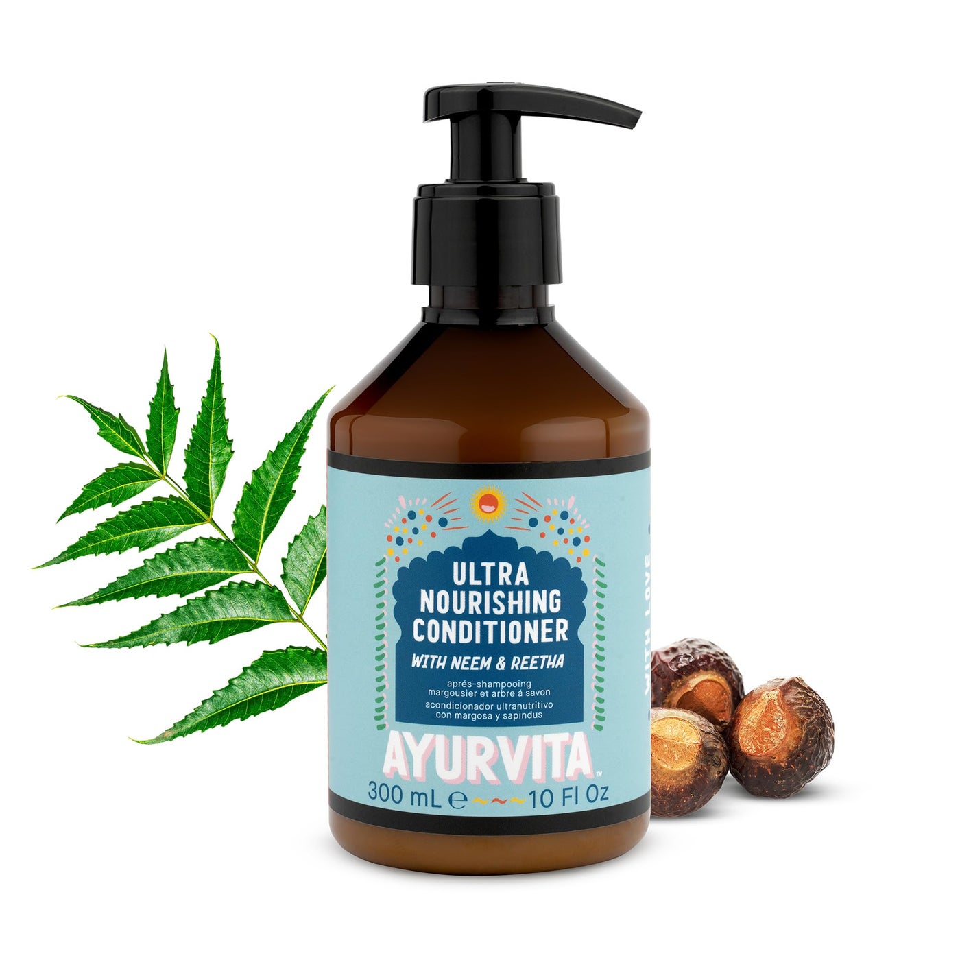 AyurVita Ultra Nourishing Conditioner with Neem & Reetha - Gentle Daily Conditioning for All Hair Types - Nourishes Scalp and Roots - Natural, Plant-Based Ingredients - Ayurvedic Hair Care - 10 fl oz