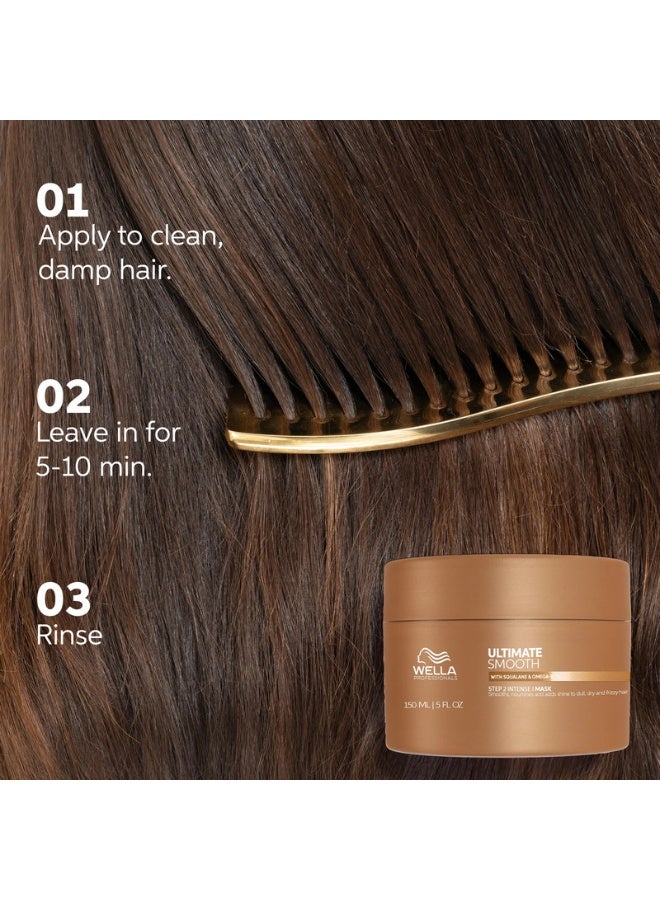 Wella Professionals ULTIMATE SMOOTH Intense Mask with Deep Nourishment, Treatment for Dry, Frizzy Hair, Smooths & Adds a Silky Shine, Color Safe, With Squalane & Omega 9, 150ml - image 2
