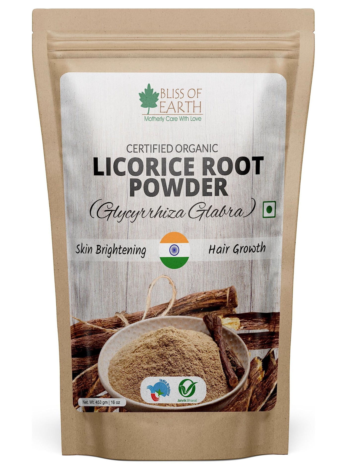 Bliss Of Earth Organic Licorice Root Powder For Eating Mulethi Powder Organic For Skin Whitening Hair & Face 453Gm