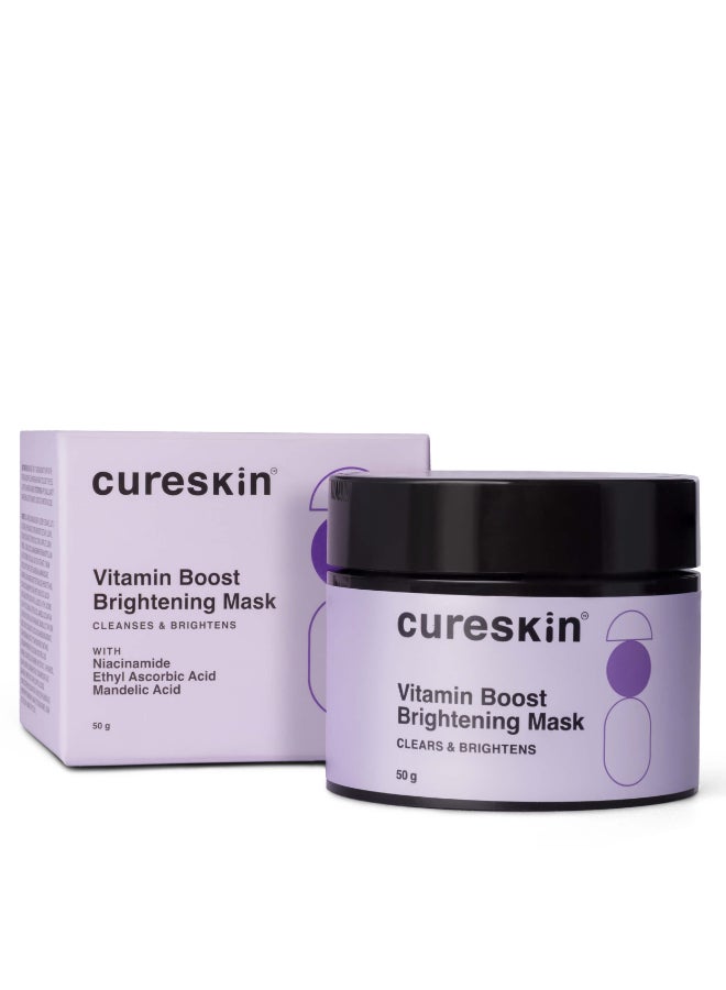 Cureskin Vitamin Boost D Tan Face Mask for Glowing Skin | D Tan Pack for Tan Removal | Fruit Based AHA Tan Removal De Tan Face Pack Mask for Women & Men | Tan Removal Cream