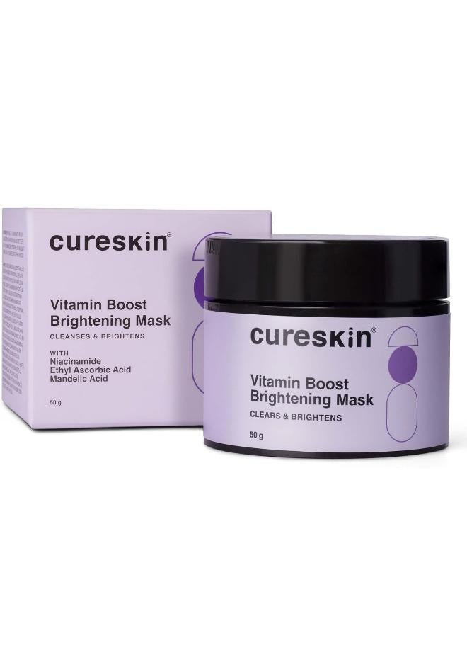 Cureskin Vitamin Boost D Tan Face Mask for Glowing Skin | D Tan Pack for Tan Removal | Fruit Based AHA Tan Removal De Tan Face Pack Mask for Women & Men | Tan Removal Cream