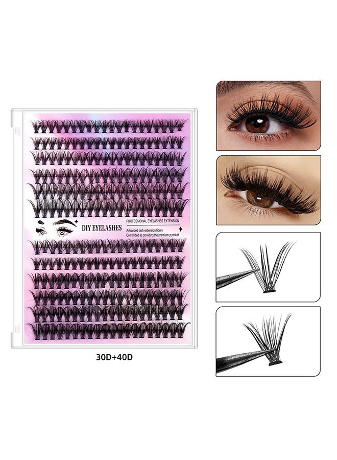 DIY Eyelashes,240 Pcs Lash Clusters Set Eyelash Extensions Wispy False Eyelashes 30D & 40D Lash Clusters DIY Eyelash Extensions Individual False Eyelashes for Women