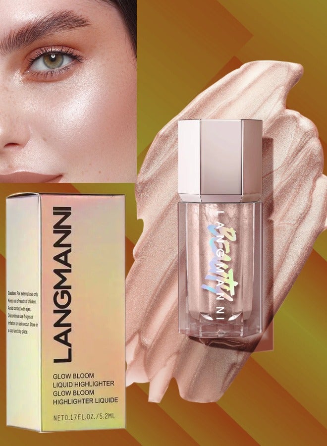 Glow Bloom Liquid Highlighter Makeup Candlelit Glow Bloom Highlighter Shimmer Glitter Illuminating Cheek High Gloss Finish Face Highlighter Moisturizing Glitter Liquid Highlighter 02