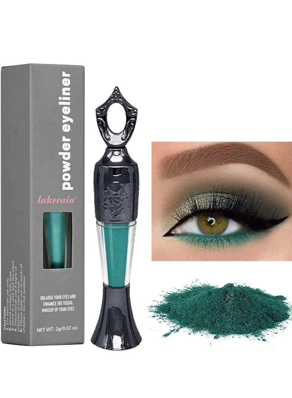 Powder Eyeliner 100% Natural Plant Formula Powder Eyeliner Easily Removed Eye Makeup Natural Eyeliner Last for All Day Long Lasting Dry Powder Eyeliner Green 04
