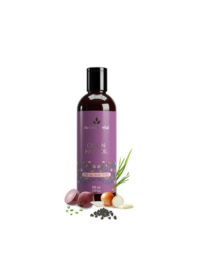 Avimee Herbal Keshpallav Onion Hair Oil | For Long & Strong Hair | With Red, Black, Yellow & Green Onion Seed Oil | Mineral Oil & Fragrance Free | 100 ml