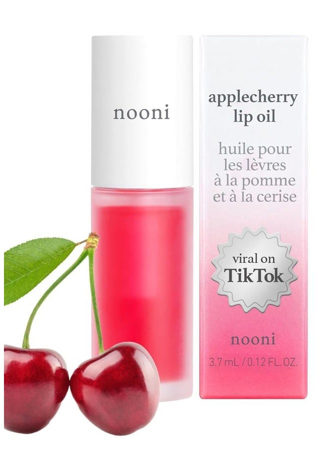 Korean Vegan Appleseed Lip Oil - Applecherry | Long-Lasting, Moisturizing, Plumping, Revitalizing for Dry Lips, Waterproof, No Peel Off, Hydrating, Nourishing Crystal Clear, 0.12 FL Oz