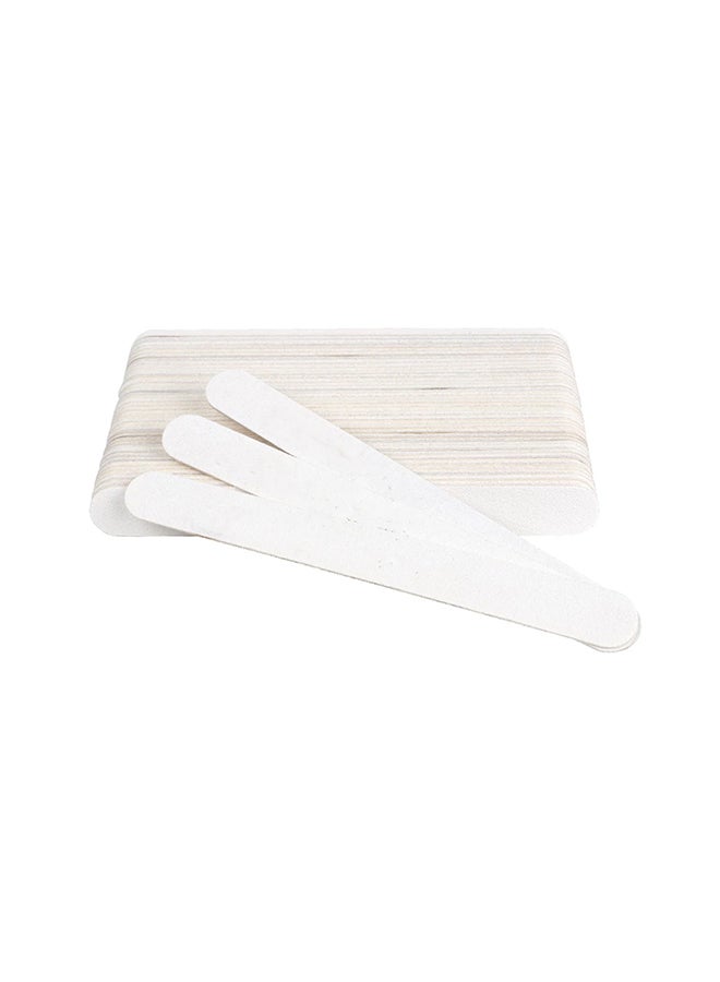 50 Pieces Professional Fingernail Files Kit Manicure Pedicure Wooden File, White 7x0.12inches- NPWFW