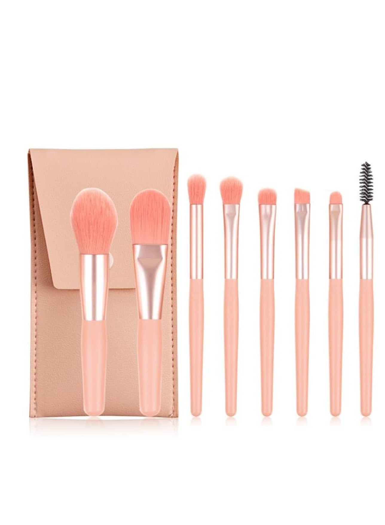 Maffcik Makeup Brushes Set with Bag, 8pcs Travel Makeup Brush Kit, Mini Cosmetic Brushes for Face Foundation Blush Eye Shadow, Wooden Handle Synthetic Bristle