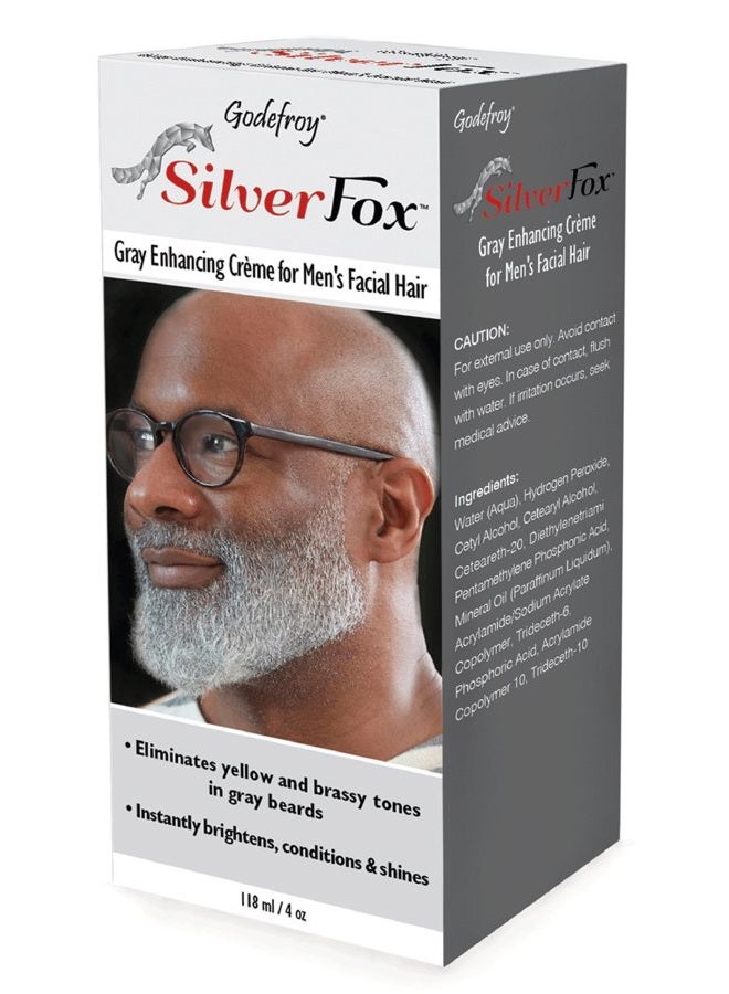 Silver Fox Men's Silver And Gray Beard Brightener For Ethnic Hair Types, 3 Fluid Ounce