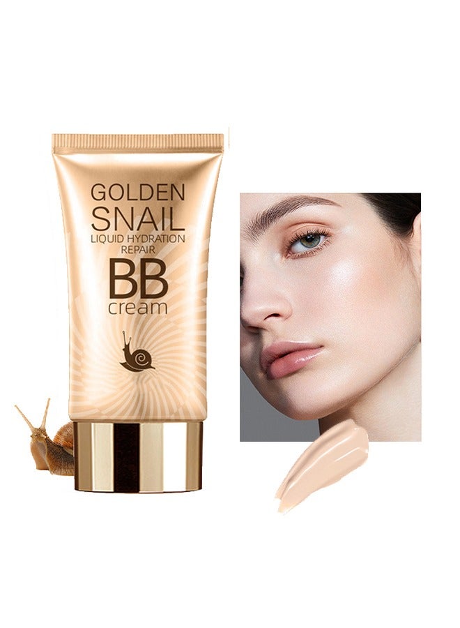Golden Snail Liquid Hydration Repair BB Cream-Natural Snail BB Cream 50ml, Full Coverage BB Cream  Long Lasting Waterproof Oil Control Concealer Foundation Cream Natural Foundation Makeup for Women#01