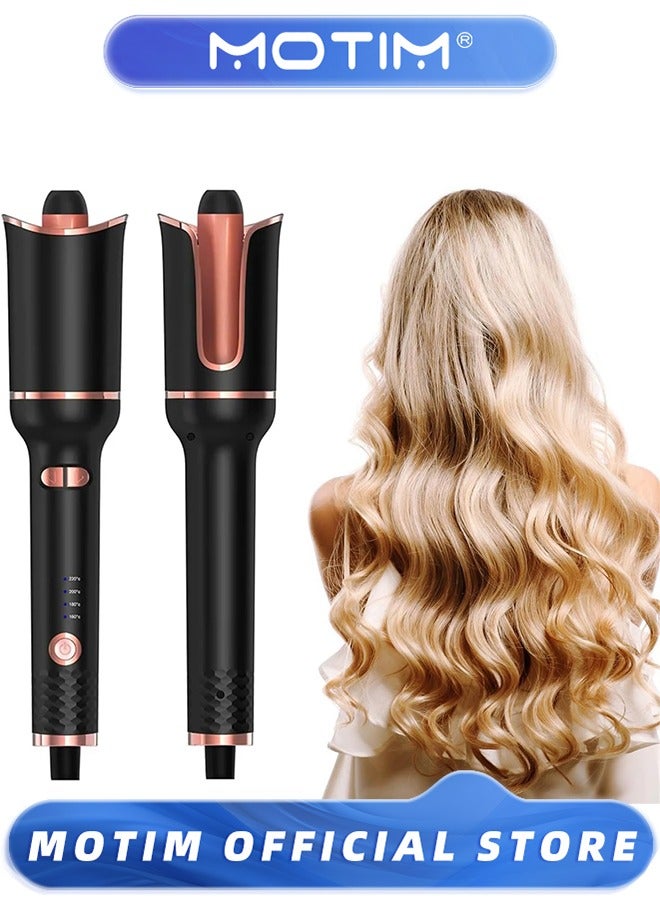 Automatic Rotating Curling Iron,Lasting Curling Wand Fast Heating Dual Voltage for Long Short Hair
