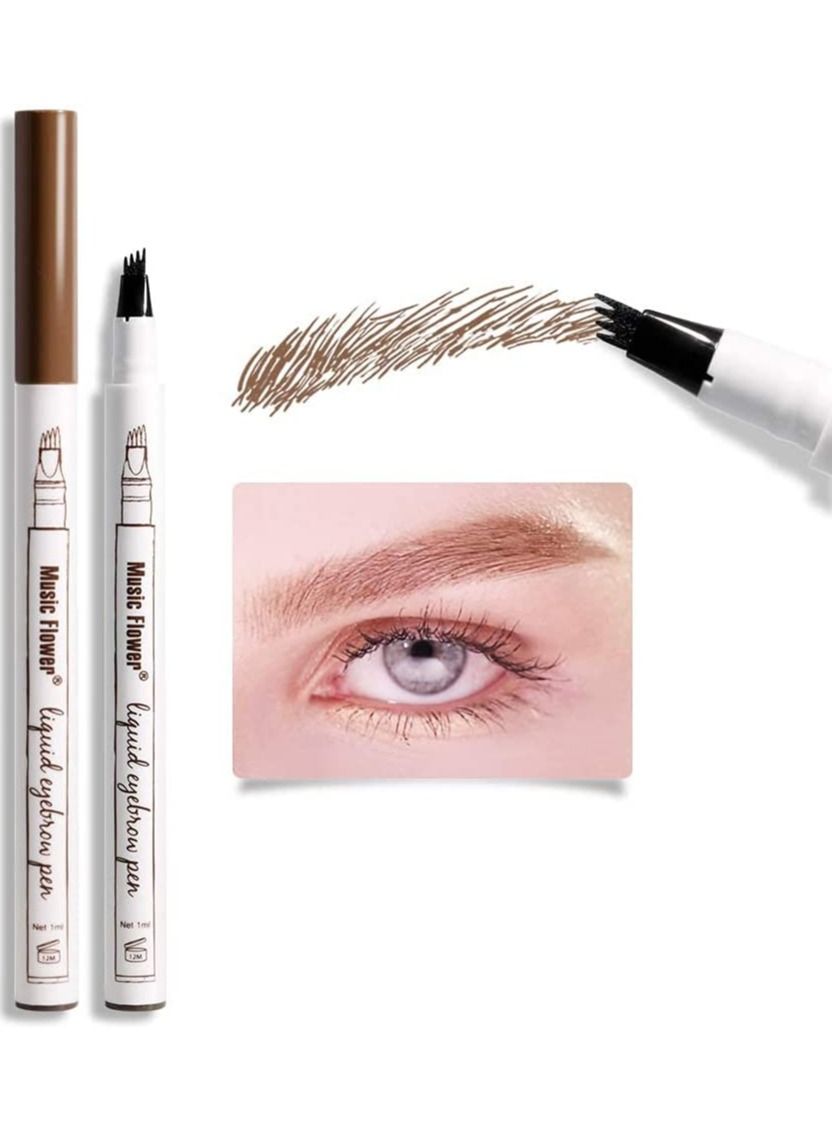 Liquid Eyebrow Pen,Tattoo 4 tips Fine Sketch, Microblade pen for eyebrows, Waterproof Long lasting Natural Brows Looking Black