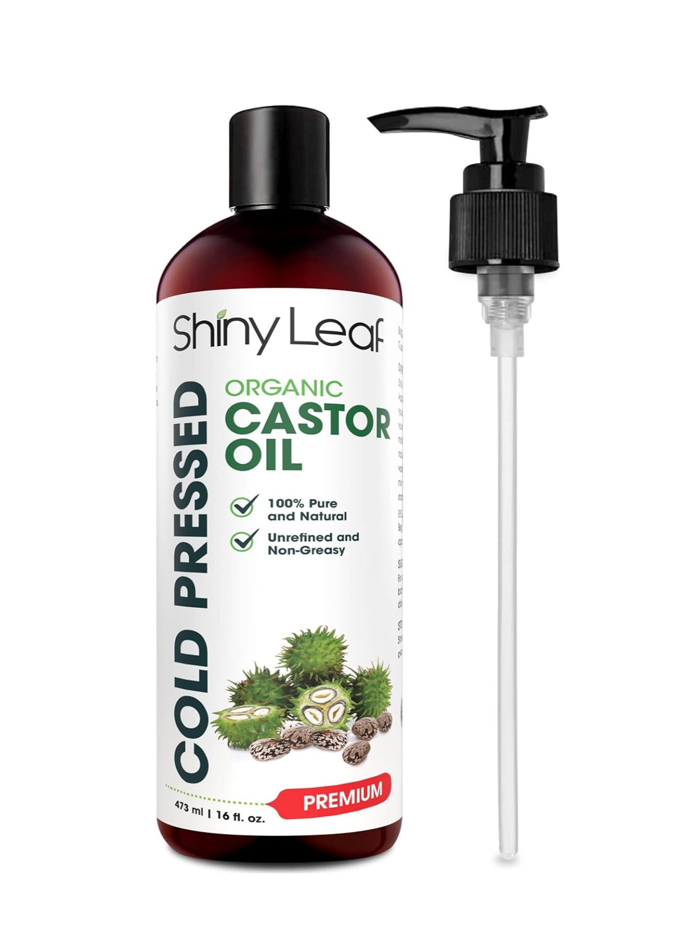 Castor Oil For Hair Growth, Eyelashes (16oz) USDA Organic, 100% Pure, Hexane Free, Cold Pressed, Natural Moisturizer