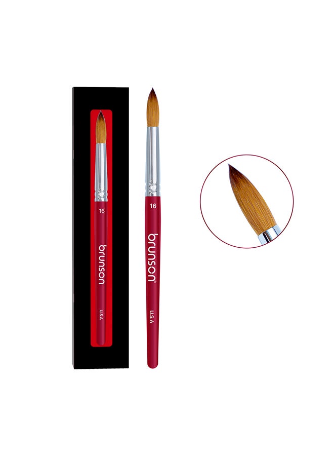 Acrylic Nail Brush 1pc Pure Sable Hair Professional Nail Art Painting Brush for Manicure Pedicure Kolinsky Brush for Acrylic Application Nail Extensions and 3D Nail Carving Size 16
