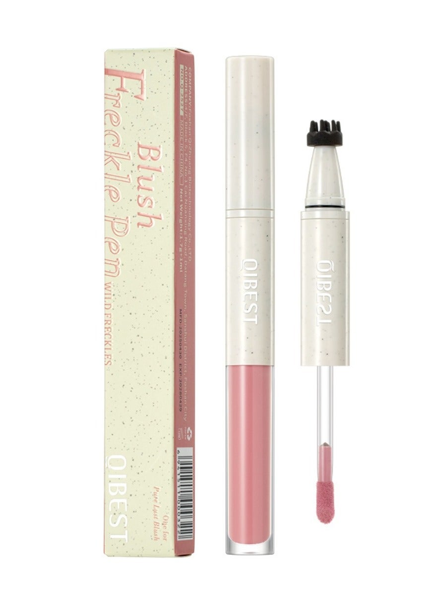 Blush Freckle Pen Natural 2 in 1 Liquid Blush and Freckle Stamp for Summer Makeup Long Lasting Sweatproof Quick Dry, Natural Lifelike Freckle Pen Tint Marker