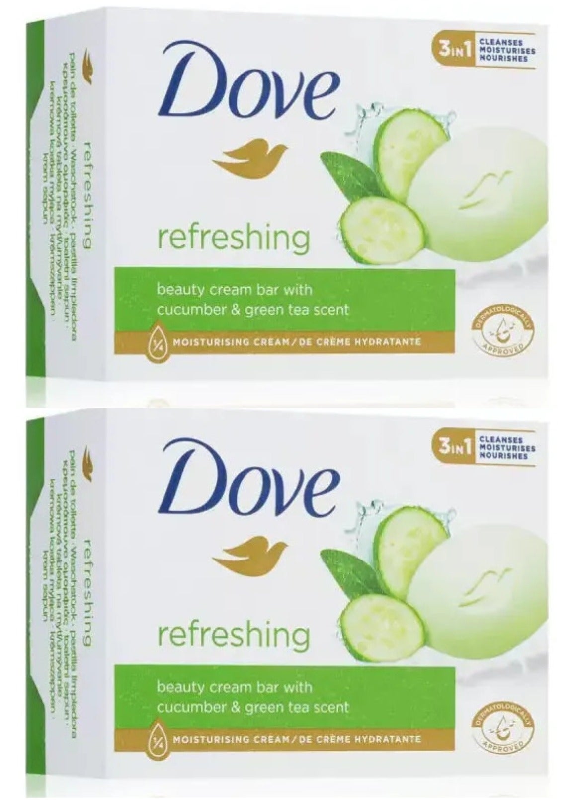 Dove Refreshing Beauty Bar Soap With Cucumber & Green Tea - 90g 2PC