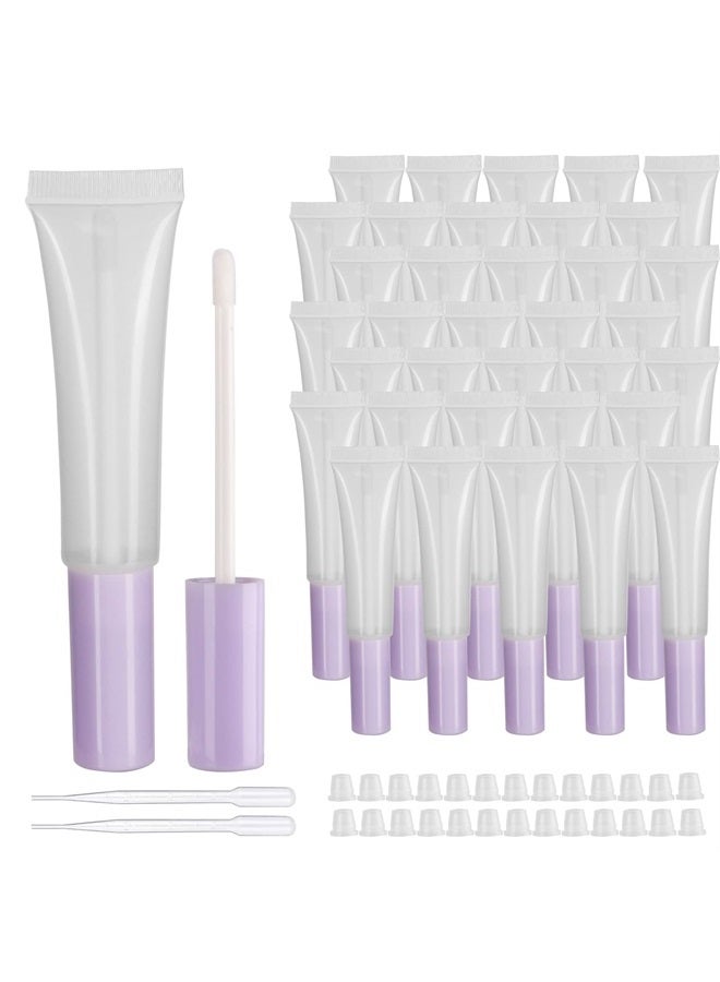 50 pack Empty Purple 15ml Squeeze lip gloss tubes with wand 0.5oz soft lipgloss container chapstick containers empty tube