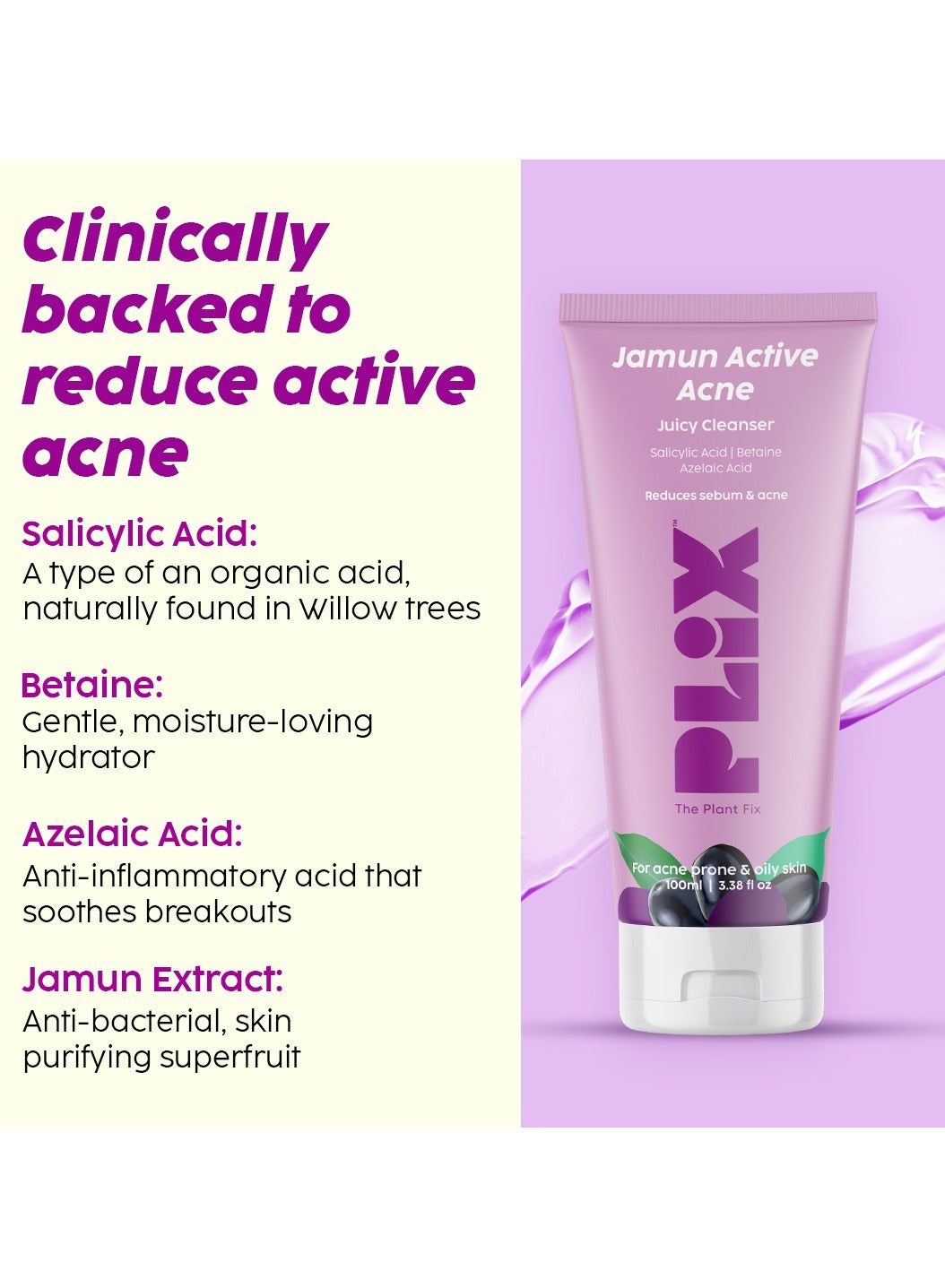 Jamun Face Wash With Smoothie Moisturizer Combo Detoxifies Skin, Reduces Active Acne, Fades Blemishes For All Skin Types - image 4