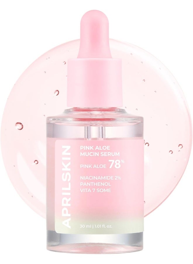 April Skin Pink Aloe Mucin Serum Hydrating Glow Booster Niacinamide Brightening 30ml