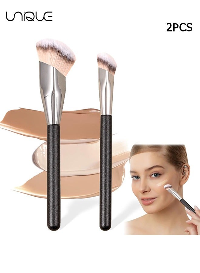 2 Pcs Concealer Brush - Angled Concealer Brushes for Under Eye - Precision Face Blending Blush Brush - Foundation Concealer for Dark Circles - Make up Nose Contour Brush