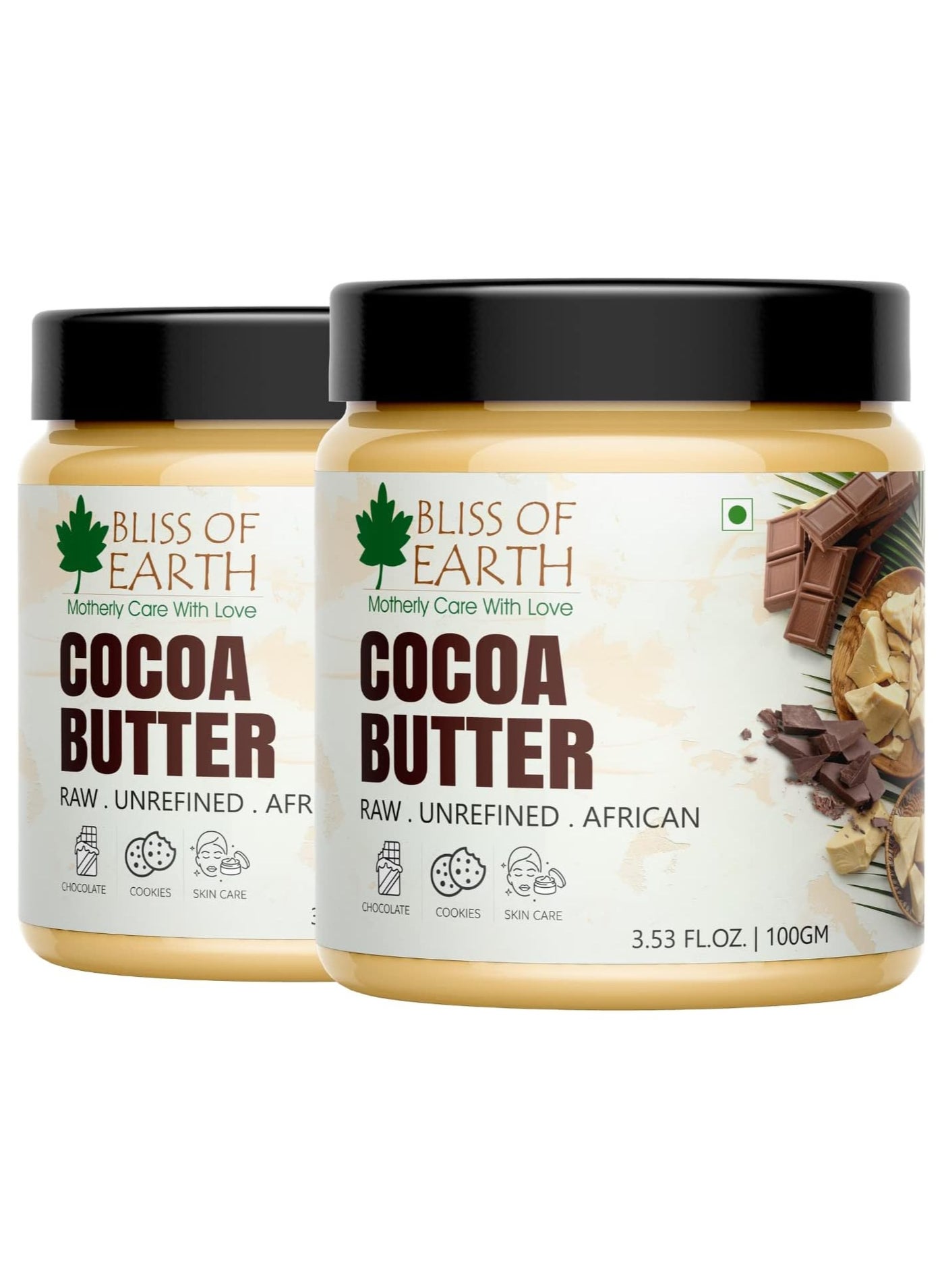 Cocoa Butter 100% Pure Organic Raw  100GM Raw Unrefined  PACK OF 2