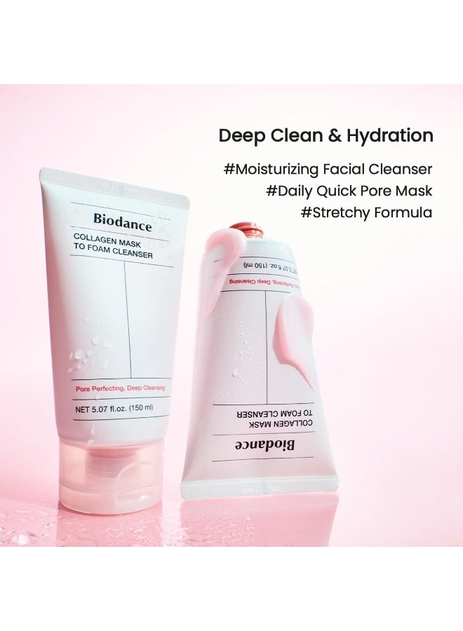 BIODANCE Collagen Mask To Foam Cleanser, Pink Face Wash for Women, 2-in-1 Pore Mask and Hydrating Foaming Facial Cleanser for Sensitive Skin, Oily Skin, Korean Skincareㅣ5.07 fl. oz. (150 ml) - image 2
