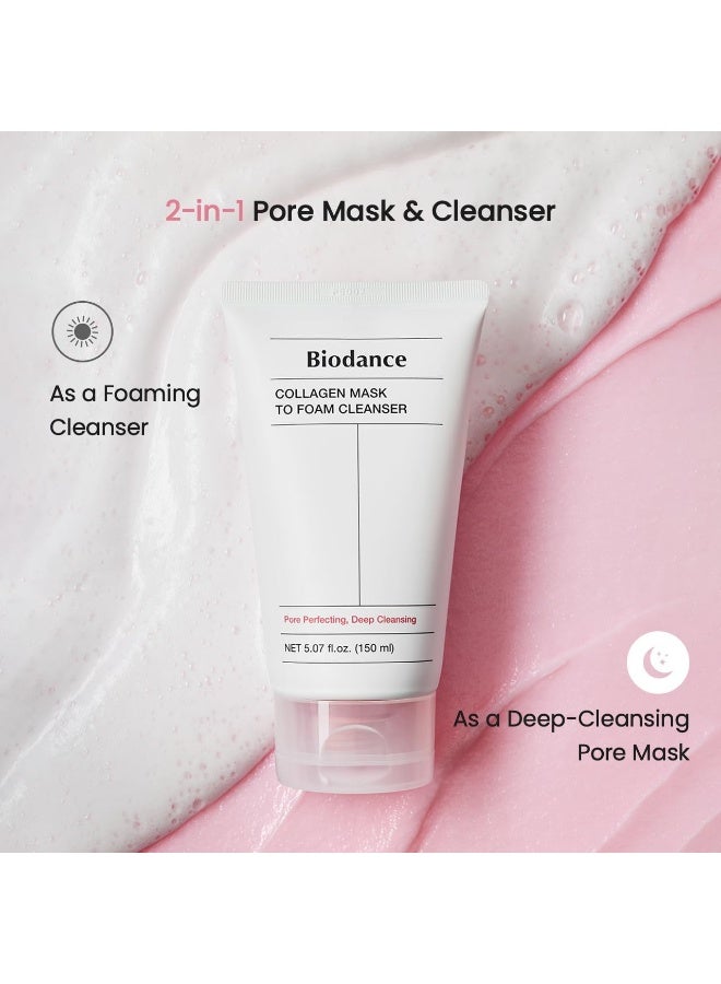 BIODANCE Collagen Mask To Foam Cleanser, Pink Face Wash for Women, 2-in-1 Pore Mask and Hydrating Foaming Facial Cleanser for Sensitive Skin, Oily Skin, Korean Skincareㅣ5.07 fl. oz. (150 ml) - image 3