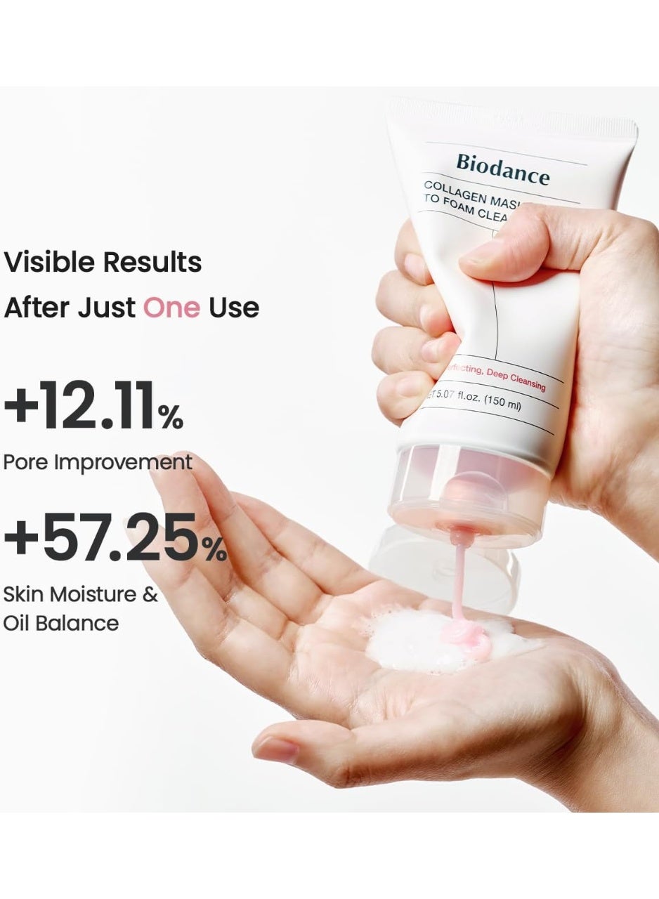 BIODANCE Collagen Mask To Foam Cleanser, Pink Face Wash for Women, 2-in-1 Pore Mask and Hydrating Foaming Facial Cleanser for Sensitive Skin, Oily Skin, Korean Skincareㅣ5.07 fl. oz. (150 ml) - image 4