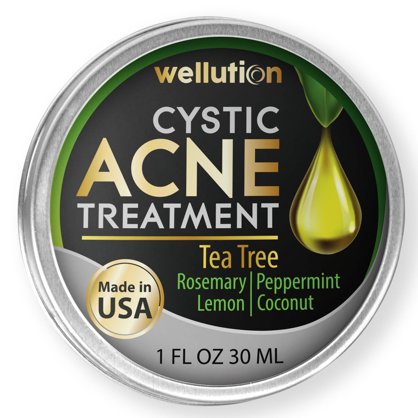 Cystic Acne Spot Treatment â€“ Tea Tree Acne Cream â€“ Fast-Acting Acne Spot Corrector for Face, Pimples & Blemishes â€“ Non-Greasy, Gentle Formula â€“ 1oz â€“ by WELLUTION