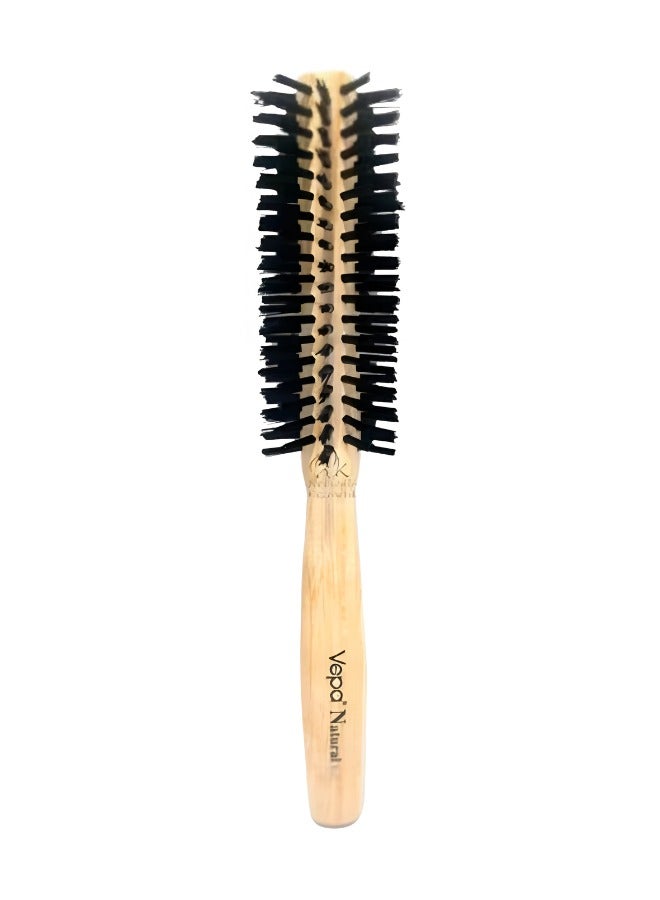 Vepa N-193 Round Wooden Hair Brush – Natural Anti-Static Styling Brush for Blow-Drying & Volume | Heat-Resistant Bristles, Ergonomic Handle | Ideal for Curly, Thick, or Straight Hair | Beige