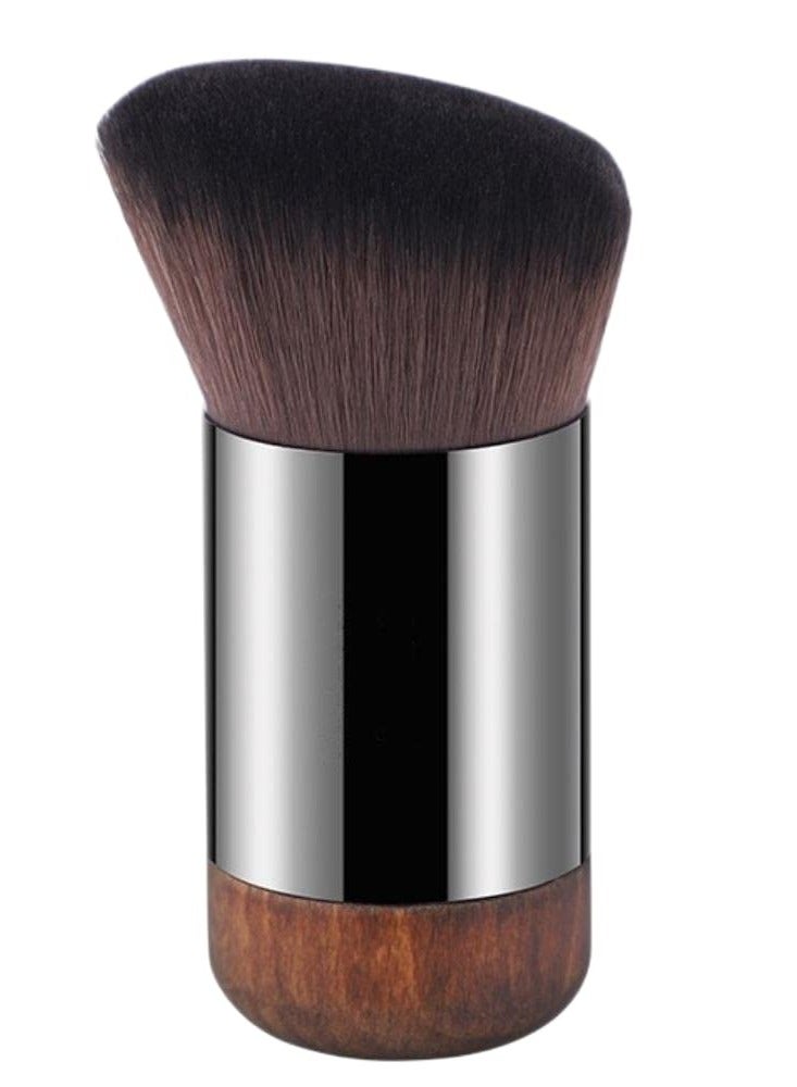 Foundation Brush, Angled Flat Top Kabuki Foundation Brush, Suitable for Mixed Liquid, Cream, or Flawless Powder Cosmetics, Premium Durable Face Multipurpose Blending Makeup Brush (Brown)