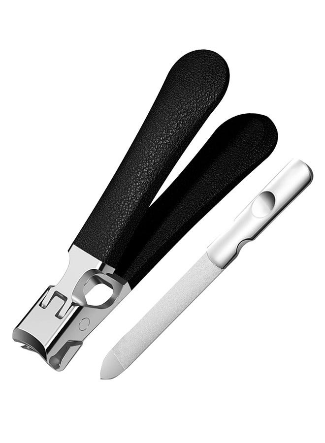 2 Pcs Nail Clippers,Mess Free Nail Clippers for Men & Women, Ultra Sharp Finger Nail and Toe Nail Clipper Set for Thick Toenails with File