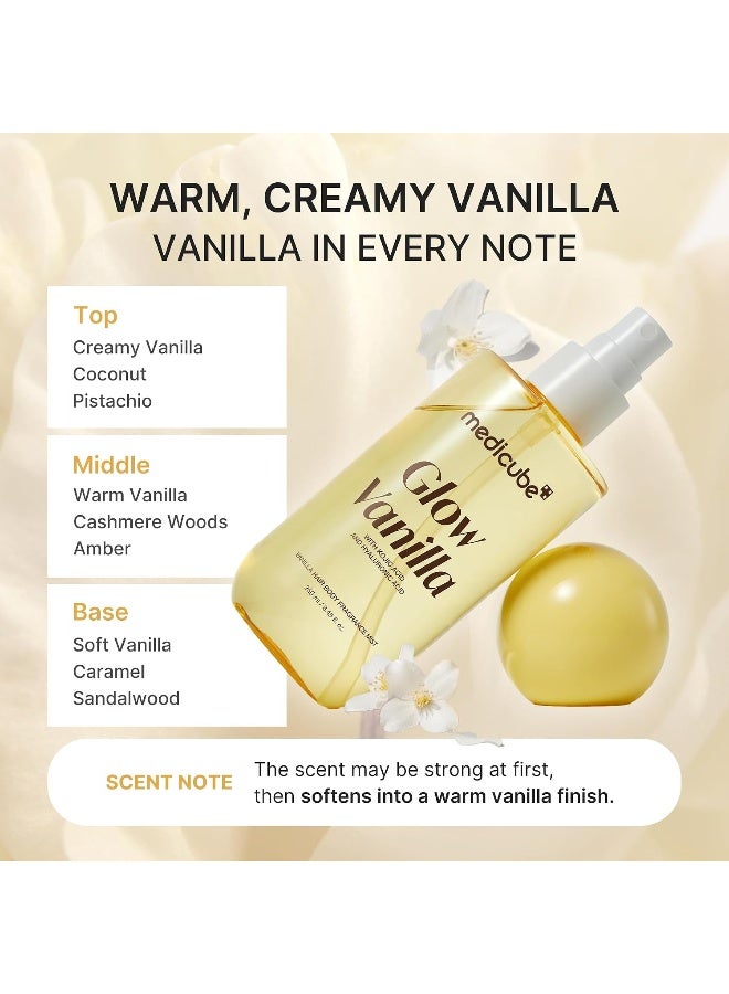 medicube Glow Vanilla Hair & Body Fragrance Mist, 3.38 fl. oz. | Sweet Creamy Vanilla Musk Perfume Mist with Niacinamide and Hyaluronic Acids - Freshness, Odor Care & Glow, Korean Body Care - image 5