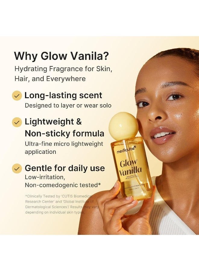 medicube Glow Vanilla Hair & Body Fragrance Mist, 3.38 fl. oz. | Sweet Creamy Vanilla Musk Perfume Mist with Niacinamide and Hyaluronic Acids - Freshness, Odor Care & Glow, Korean Body Care - image 6