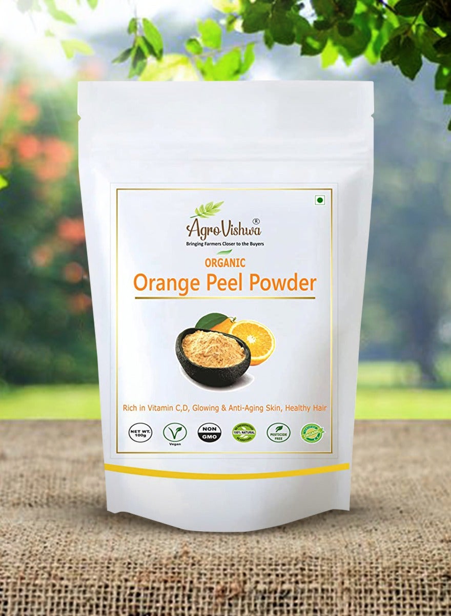 Agrovishwa 100% Pure And Natural Orange Peel Powder For Skin Wrinkle Free Skin Face Pack Premium quality Orange Peel Powder -100g