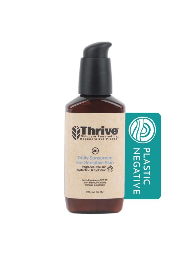 Mineral Face Sunscreen for Sensitive Skin SPF 30, 2 Ounces - Moisturizing Unscented Sunscreen for Face - Broad Spectrum with Clear Zinc Oxide - Vegan