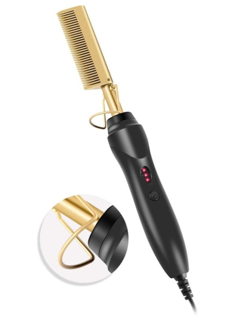 Hair Straightener Brush, Electric Heating Comb, Portable Travel Anti-Scald Beard Straightener Press Comb, Ceramic Security Curling Iron Fast Heating Hot Comb, Anti-Scald