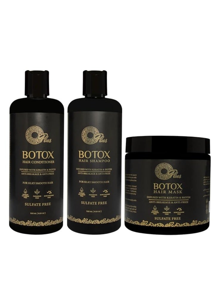 Oplus Botox Hair Treatment Kit – Shampoo, Conditioner, Hair Mask, and Serum (1500ml Total) | Nourishing Hair Care Set for Cleansing, Moisturizing, and Damage Repair