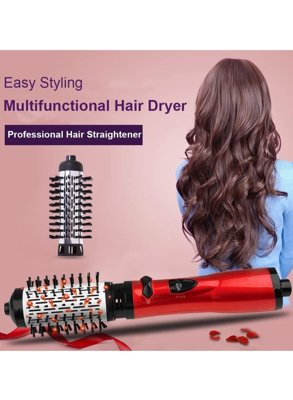 Portable 2 in 1 Hair Dryer Straightener Curler Hot Air Hair Dryer Brush For Women